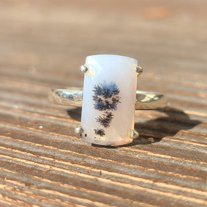 Faceted Merlinite Dendritic Opal - Turkey 925 Ring